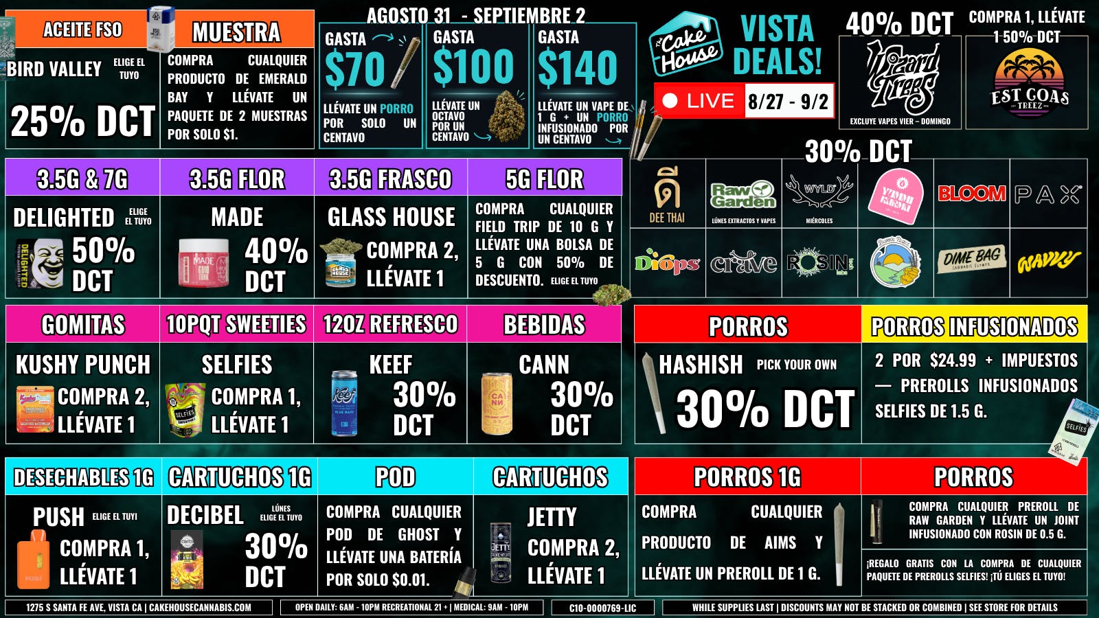 The Cake House - Vista 8/27 - 9/2: ¡Ofertas semanales TCH Vista!
