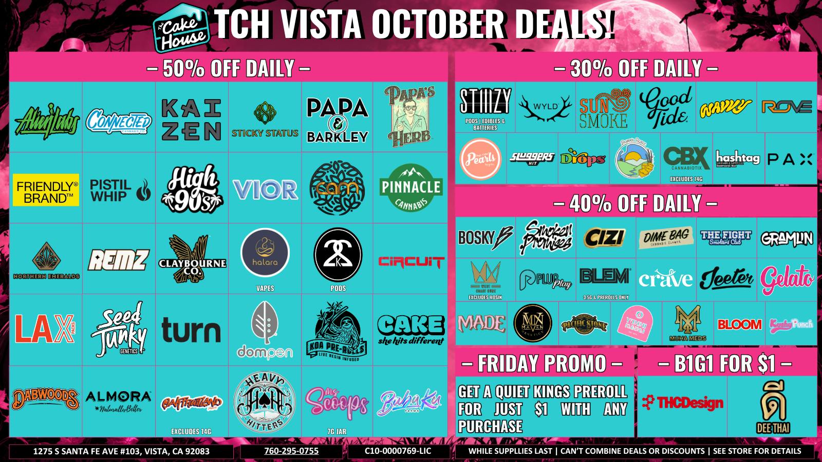 The Cake House - Vista TCH Vista October Spooky Deals!
