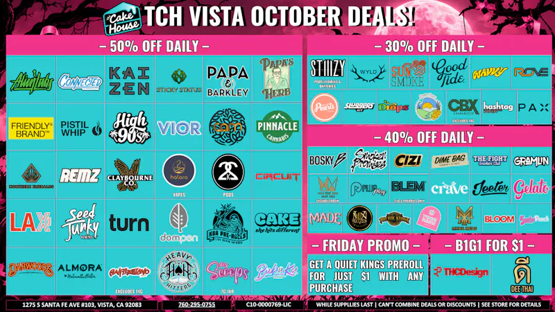 The Cake House - Vista TCH Vista October Spooky Deals!
