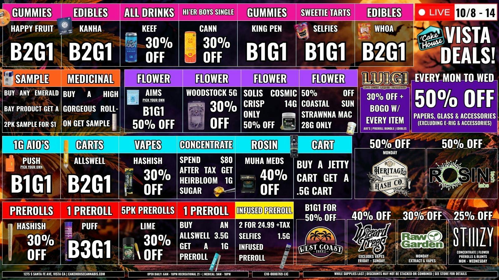 The Cake House - Vista 10/8 - 14: TCH Vista Weekly Deals!