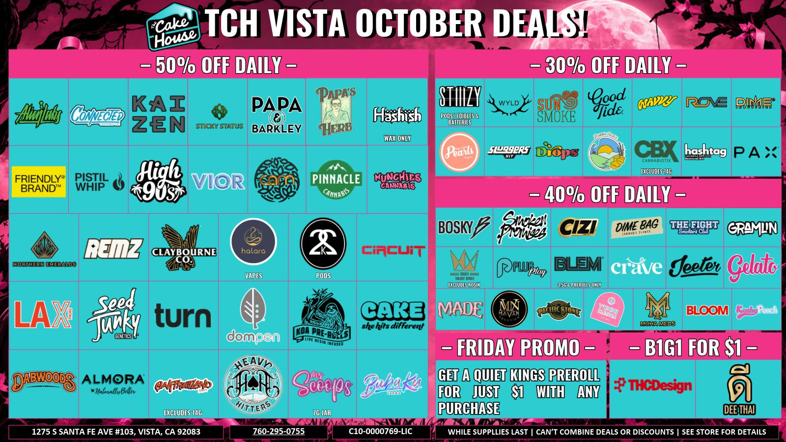 The Cake House - Vista TCH VISTA OCTOBER SPOOKY DEALS