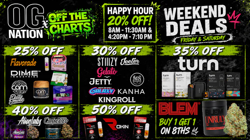 OG Nation x Off the Charts - Lynwood (Now Open!) Weekend Deals & Happy Hour