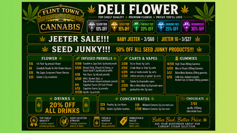 Flint Town Cannabis JEETER, SEED JUNKY AND DRINKS