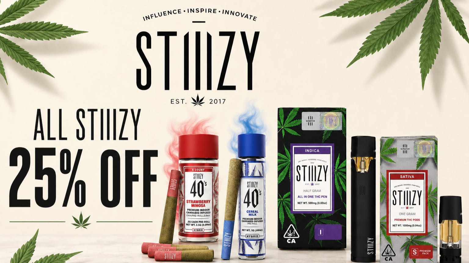 High Road 25% off all Stiiizy vapes and prerolls!