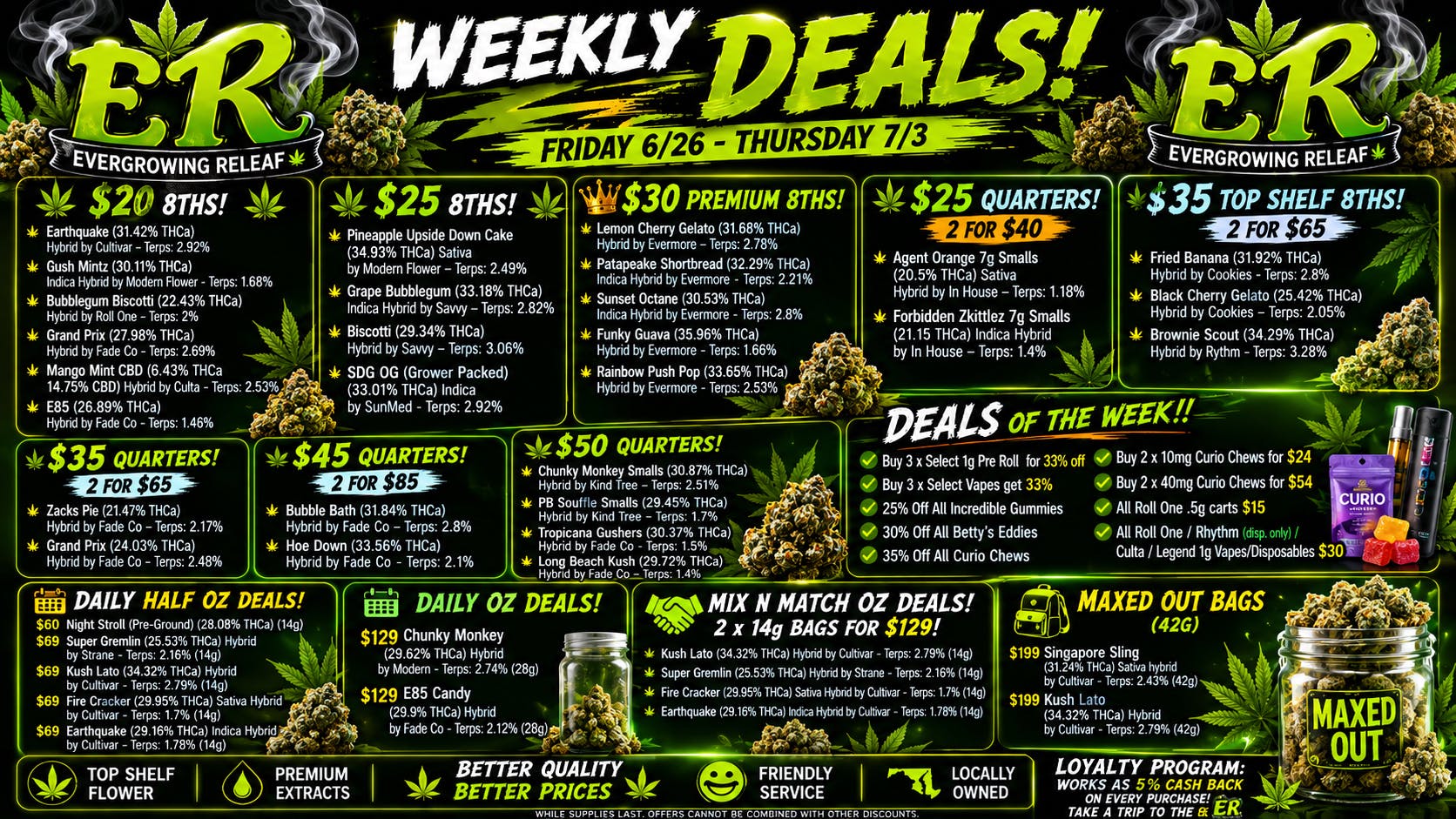 Evergrowing Releaf 🔥$20 $25 $30 $35 & $40 New Special's 6/26 - 7/2🔥