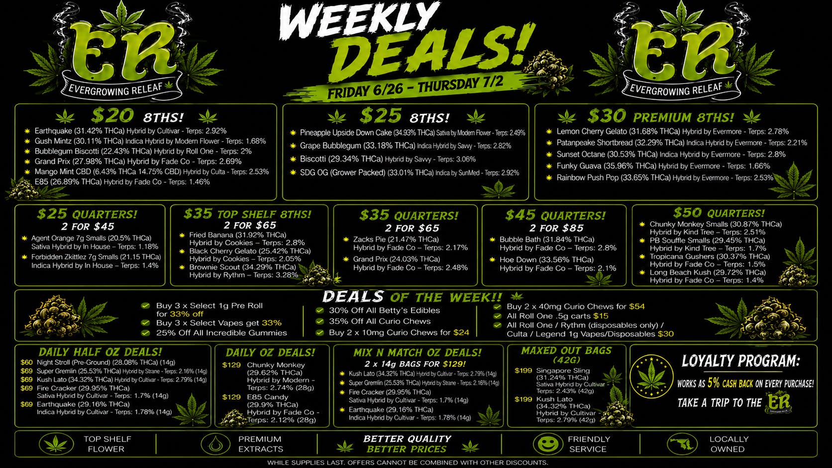 Evergrowing Releaf 🔥$20 $25 $30 $35 & $40 New Special's 6/26 - 7/2🔥