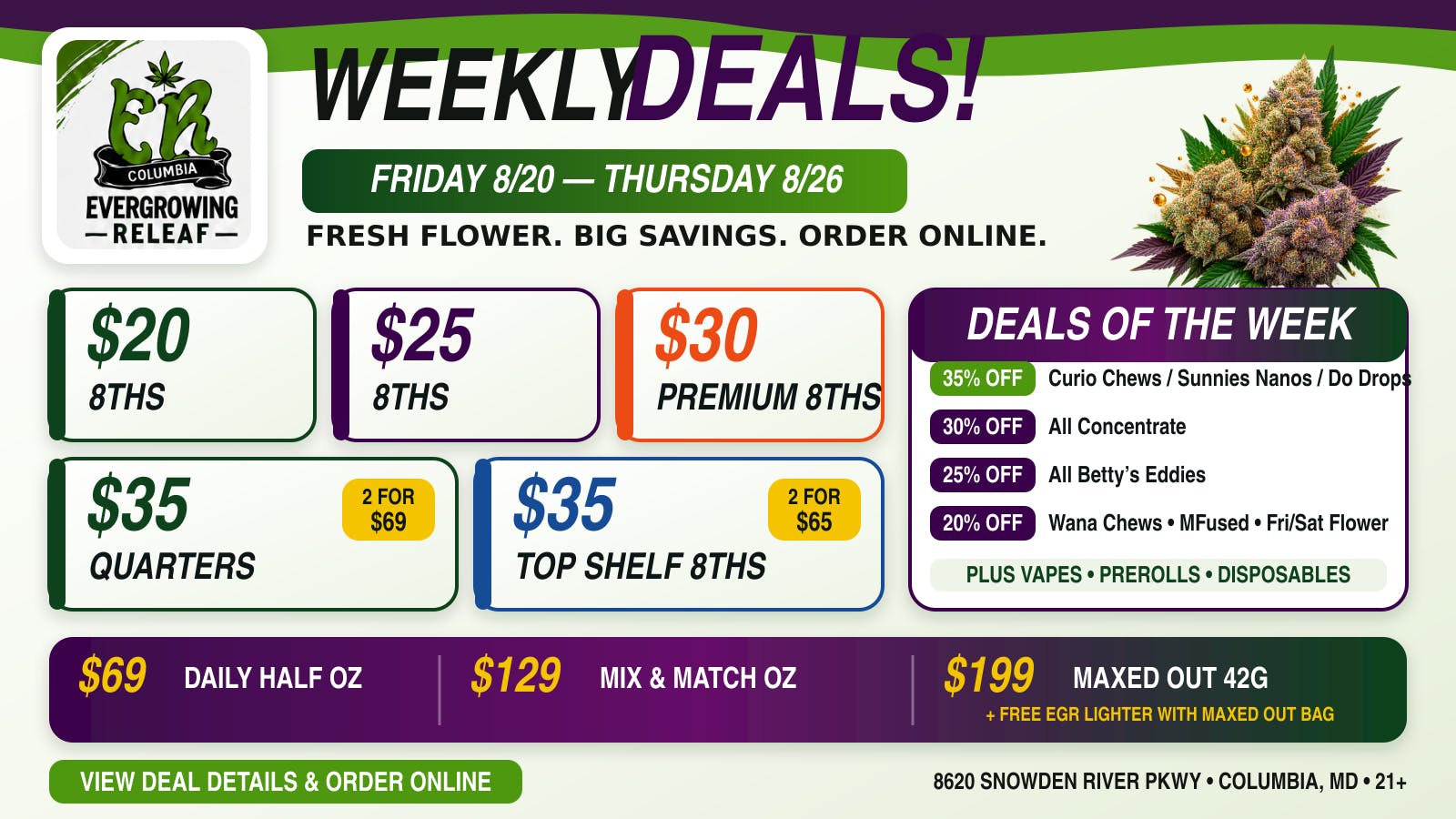 Evergrowing Releaf New Deals At Evergrowing Releaf! 8/21 - 8/27
