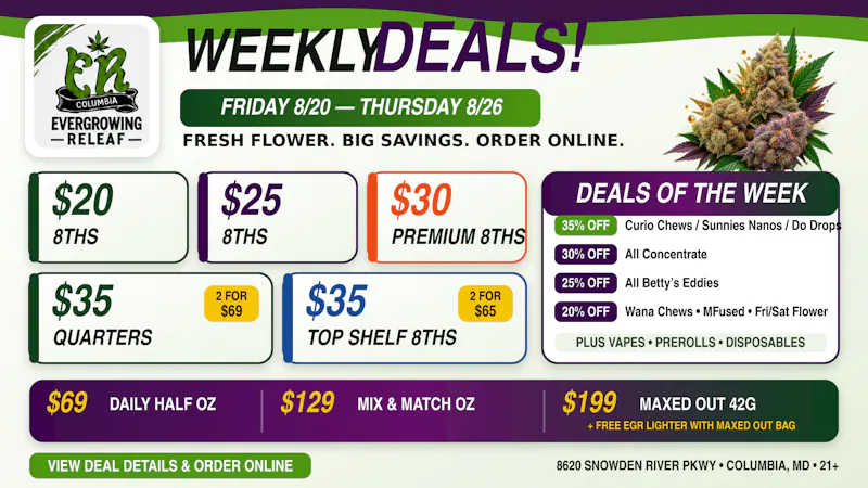 Evergrowing Releaf New Deals At Evergrowing Releaf! 8/21 - 8/27