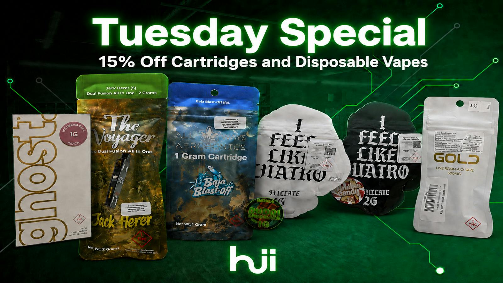 Hii Experience Tuesday Special: 15% Off Carts and Dispos!