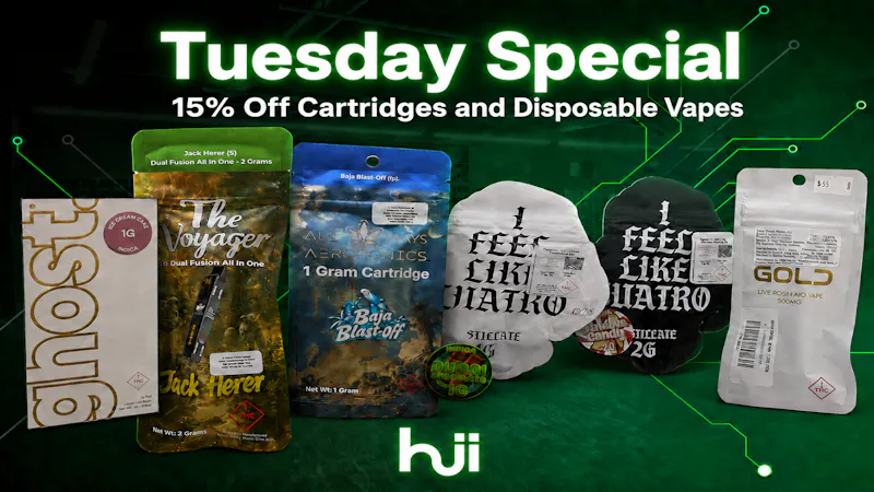 Hii Experience Tuesday Special: 15% Off Carts and Dispos!