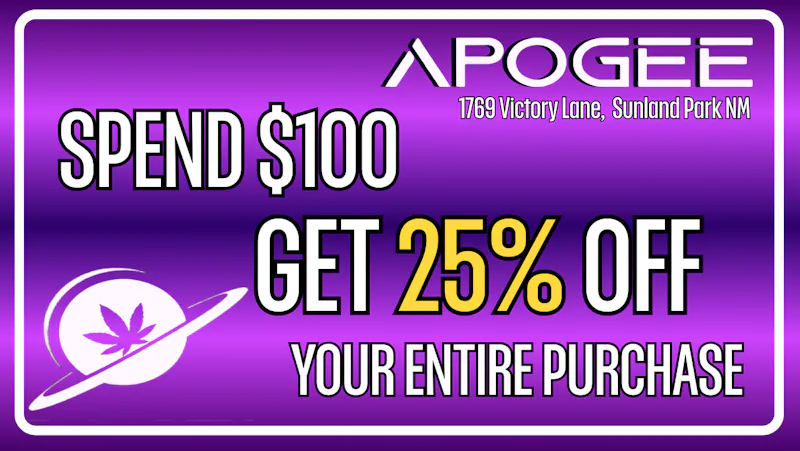 Apogee - Drive Thru Spend $100 Get 25% off
