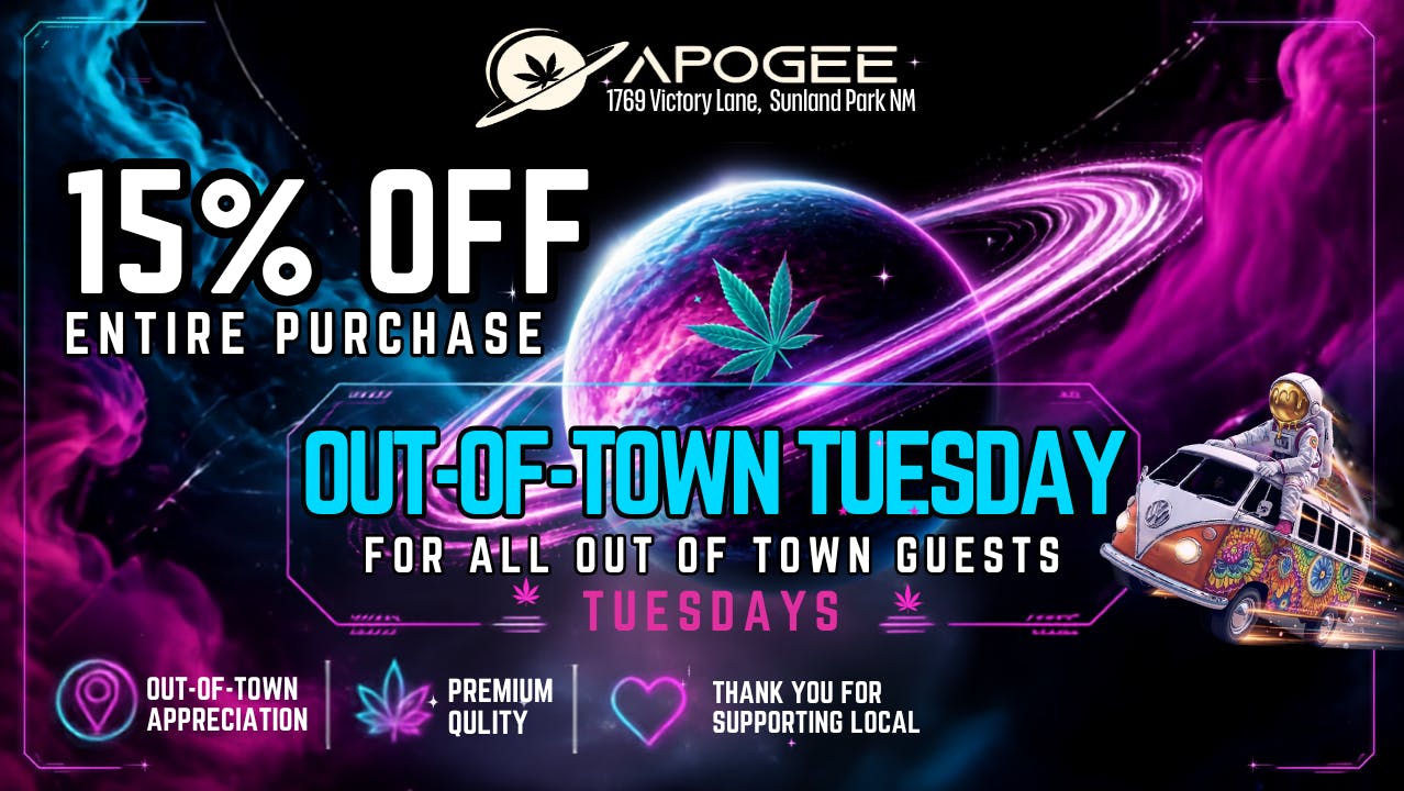 Apogee - Drive Thru Out Of Town Tuesdays 15%