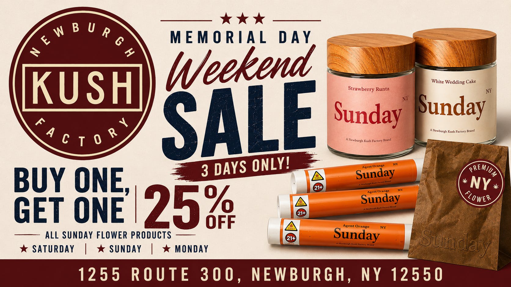 Newburgh Kush Factory Momerial Day Deal