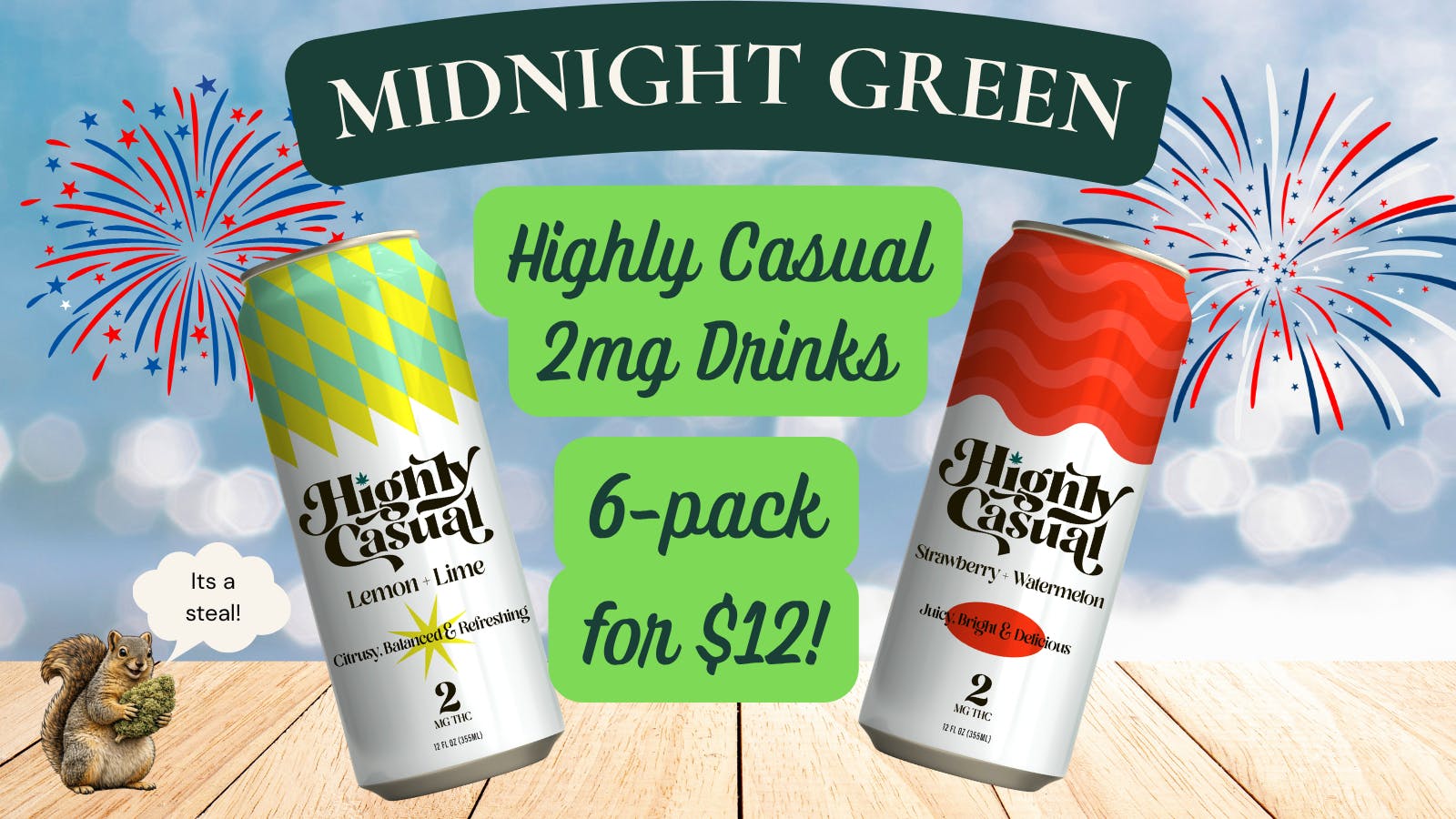 Midnight Green 6-pack of 2mg Highly Casuals for $12