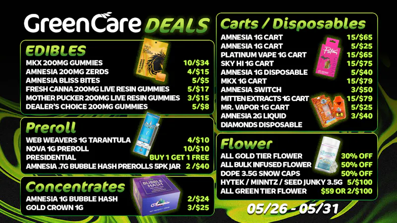 Green care GreenCare Deals: Edibles, Flower & Carts