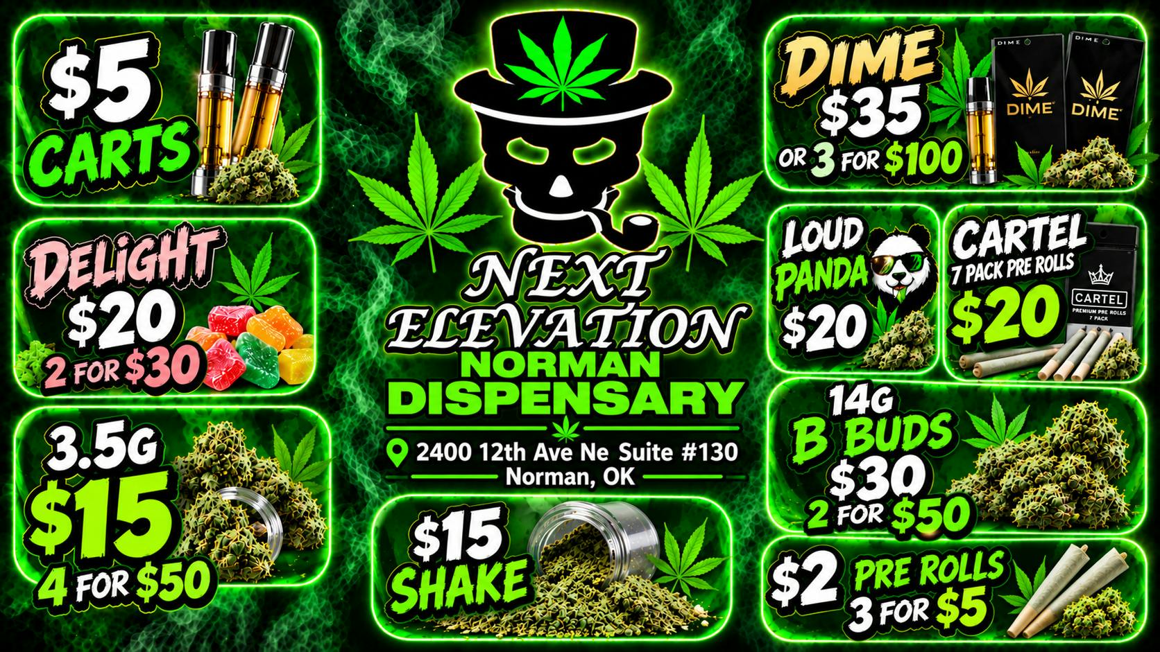 Next Elevation - Norman *$5 WAX*$5 CARTS*CARTEL 7 PACKS $20*$50 B BUDS!