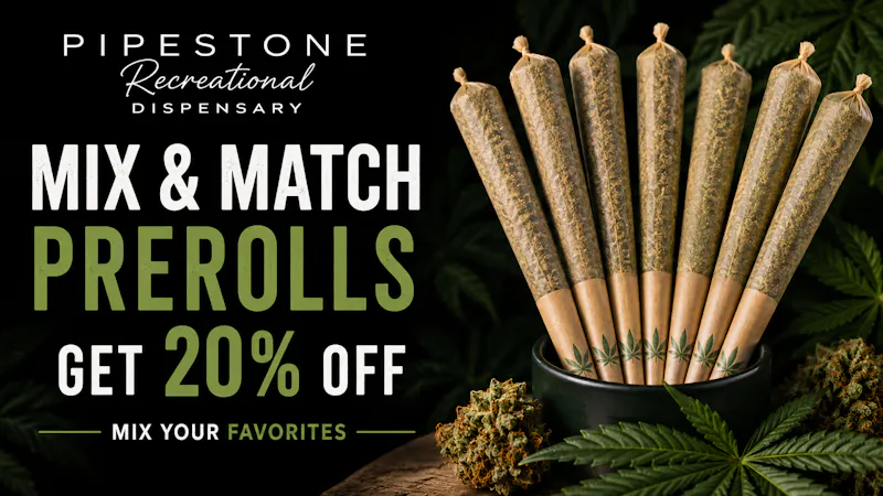 Pipestone recreational Dispensary MIX AND MATCH PRE-ROLLS : Buy 3 or More, Save 20%