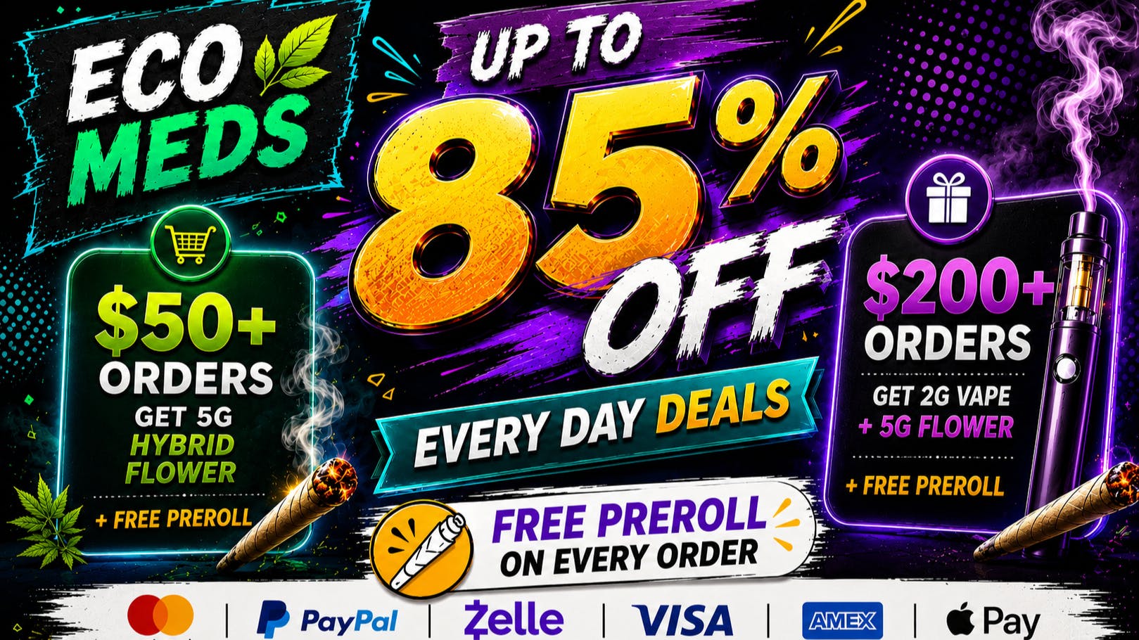 Ecomeds - Rancho Cucamonga Free 2G Vape + 3.5G Flower + Preroll🎁