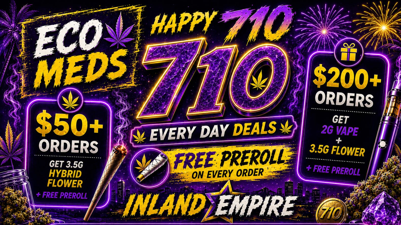 Ecomeds - Riverside Free 2G Vape + 3.5G Flower + Preroll🎁