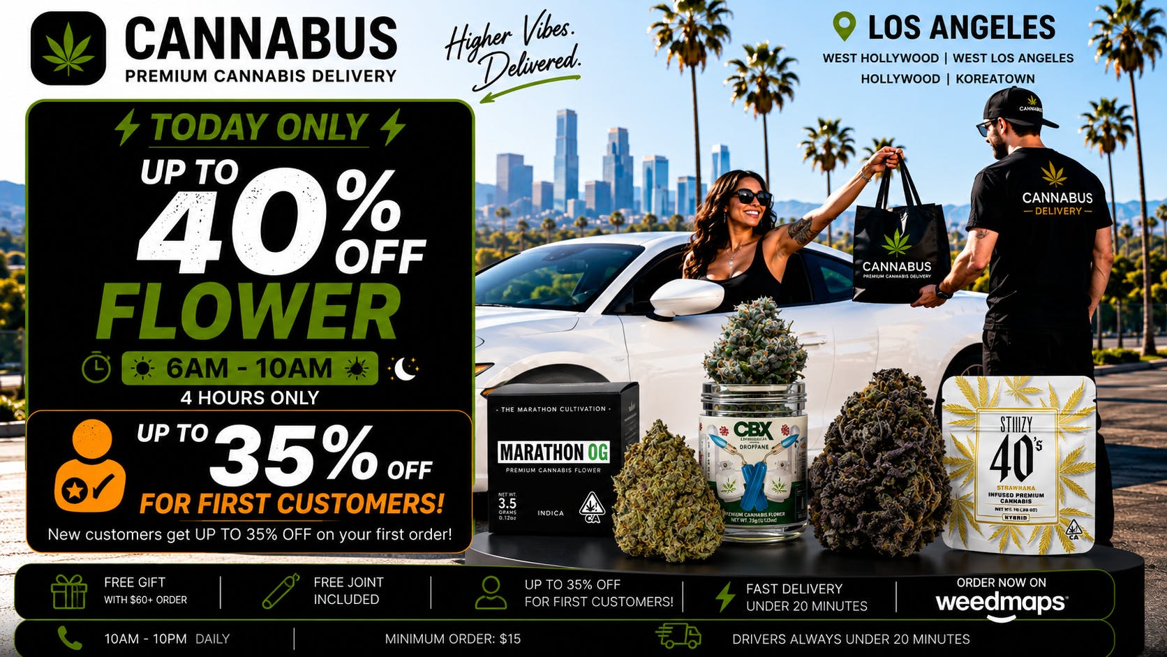 Cannabus - West Hollywood Up to 40% Off Flower + 35% First-Time + Gift+Joint