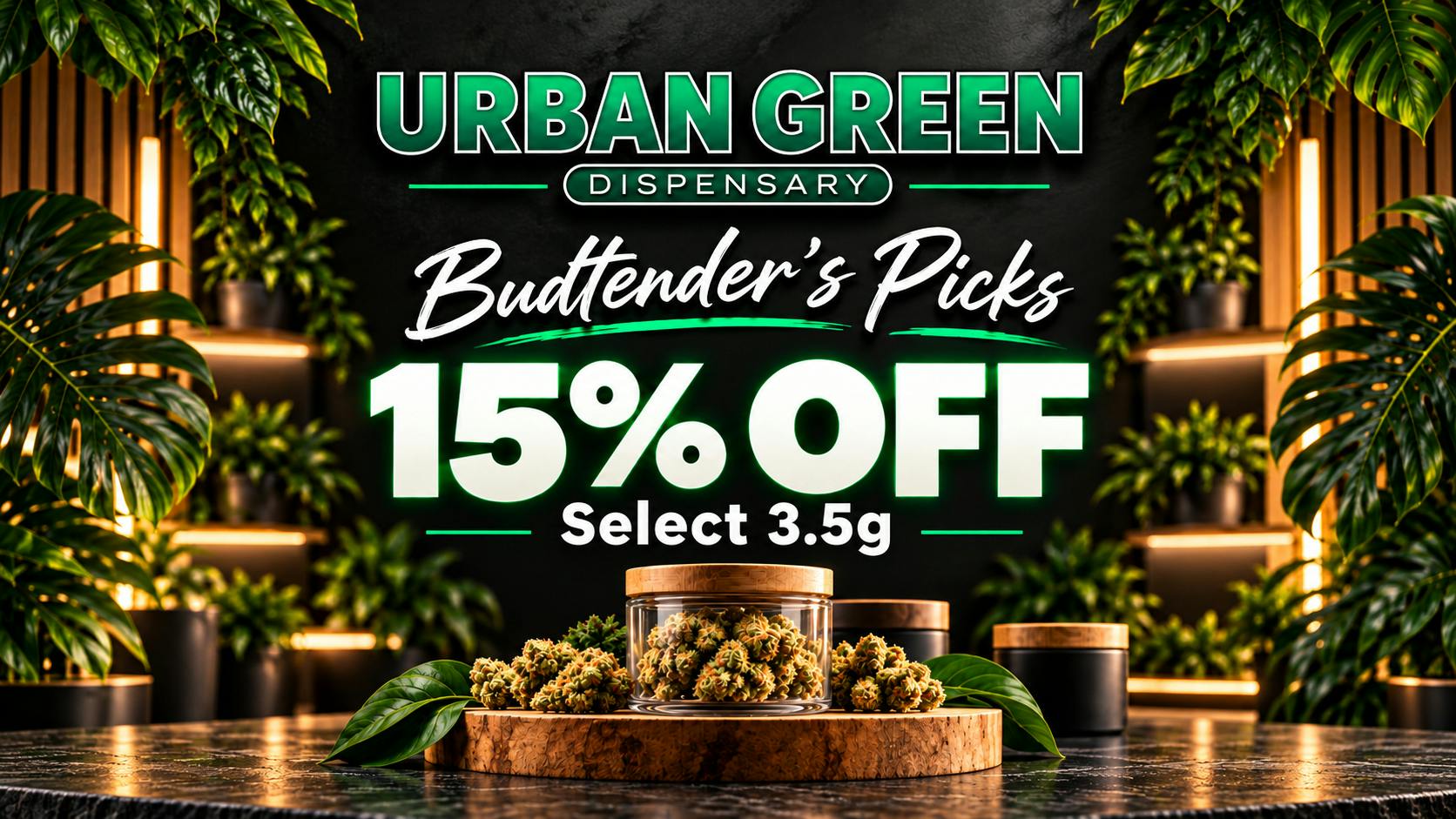 URBAN GREEN Dispensary Budtender’s Picks — 15% Off Select 3.5g