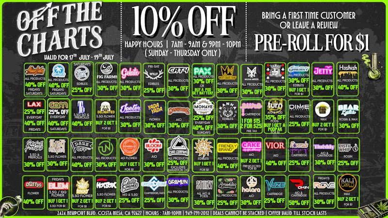 Off the Charts - Newport 🌳💸🍃 SMOKING HOT DEALS 🍃💸🌳