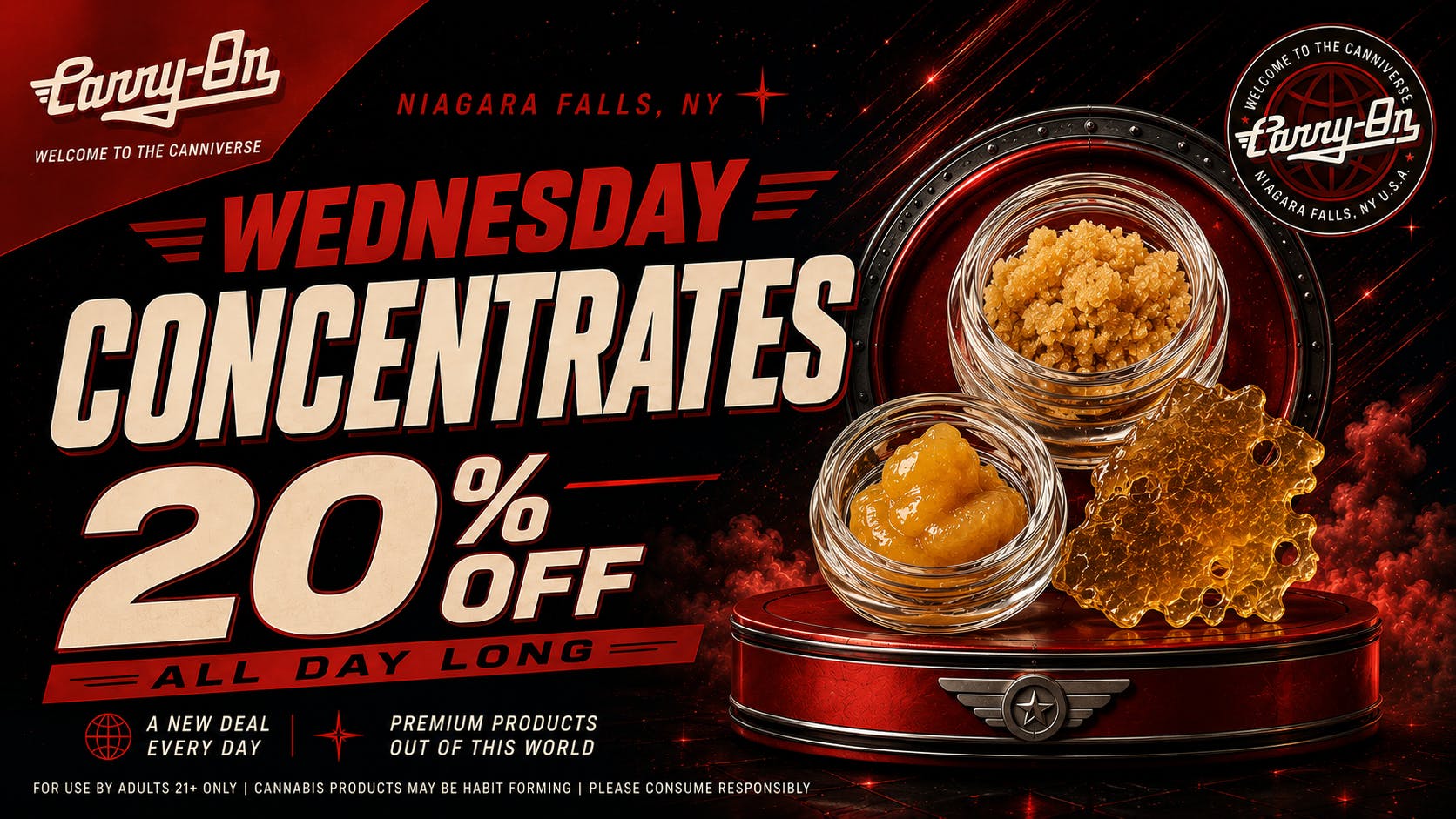 Carry-On Cannabis NY 20% Off All Concentrates