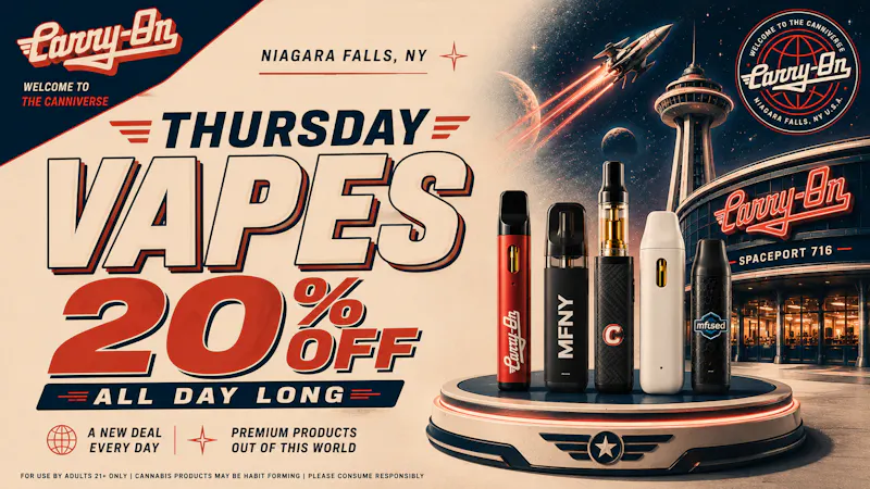 Carry-On Cannabis NY 20% Off All Vapes