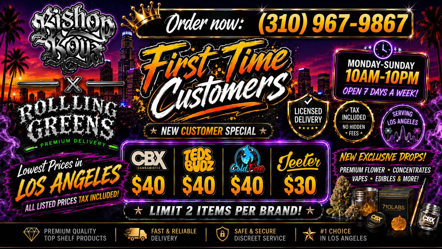 Bishop Boyz Delivery First time Customers deals!