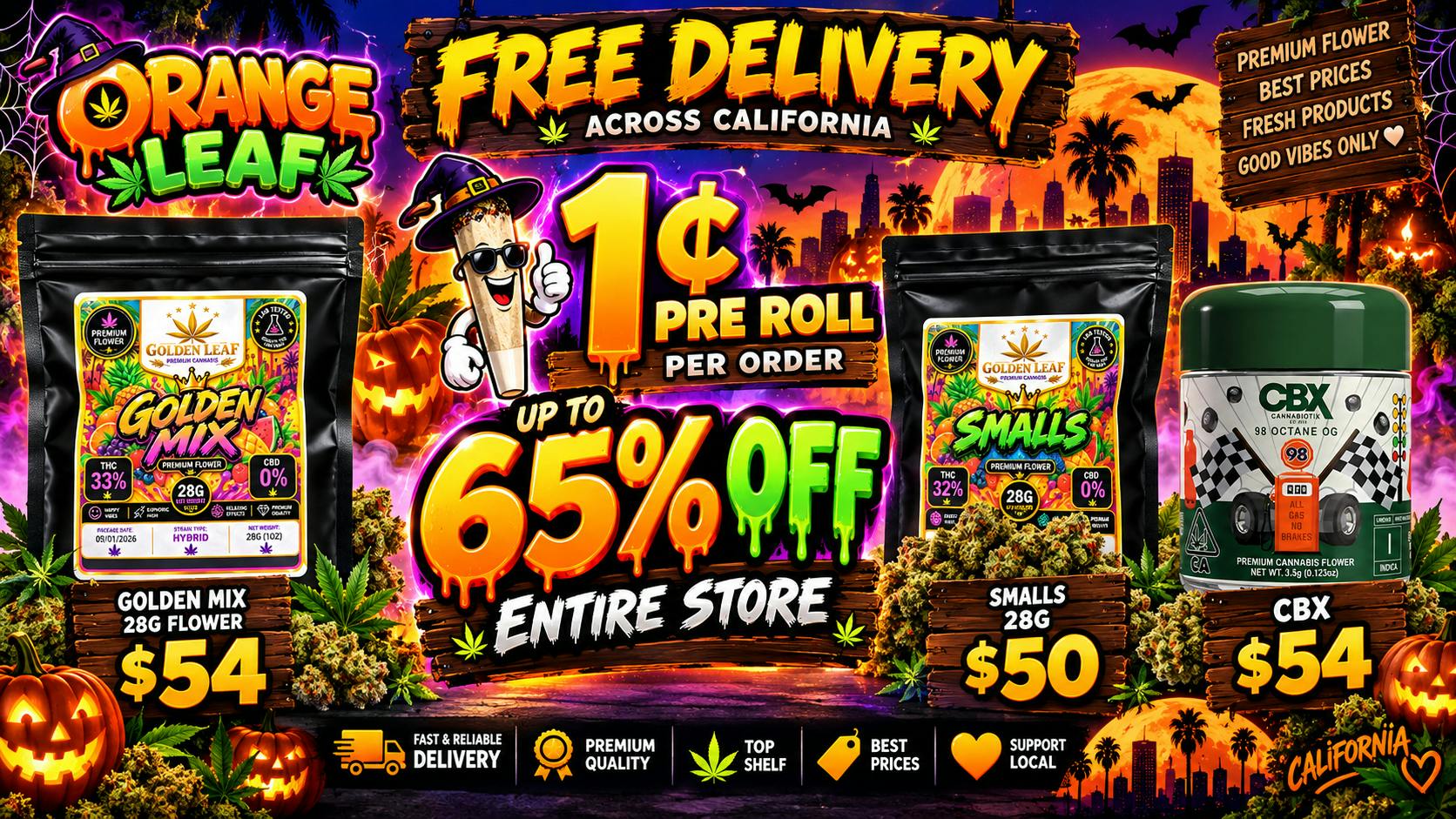 Orange Delivery - Hayward 🔥🌿 Up to 65% OFF 💸|🚗FREE Delivery |🎁PreRoll