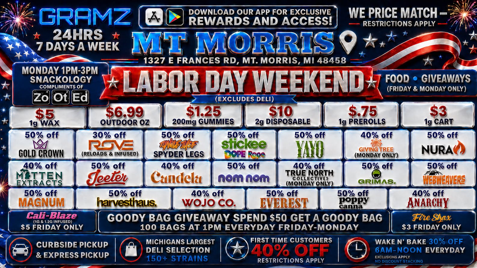 Gramz Cannabis - Mt. Morris 🇺🇸 GRAMZ MT MORRIS | LABOR DAY WEEKEND DEALS 🎆