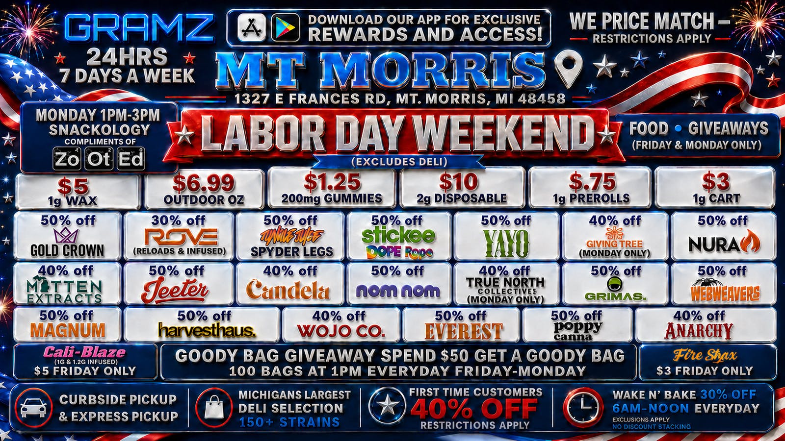 Gramz Cannabis - Mt. Morris GRAMZ MT MORRIS | LABOR DAY DEALS ARE HERE 🇺🇸