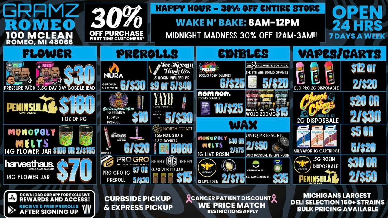 Gramz Cannabis - Romeo 🌙 GRAMZ Romeo: 30% Off + Midnight Madness
