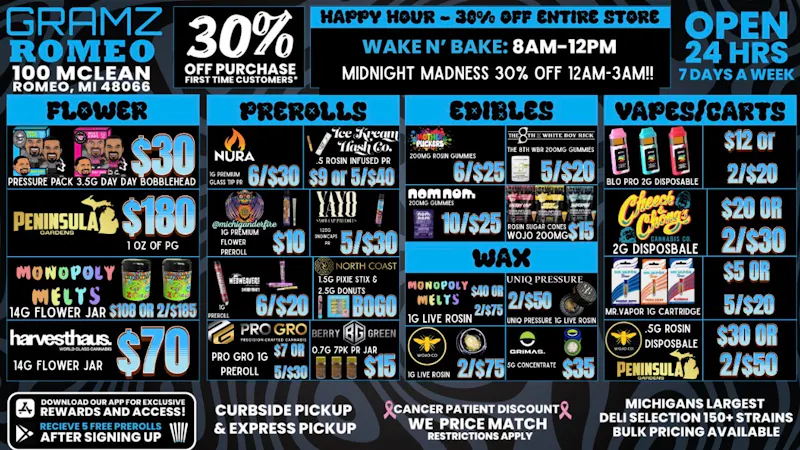 Gramz Cannabis - Romeo 🌙 GRAMZ Romeo: 30% Off + Midnight Madness