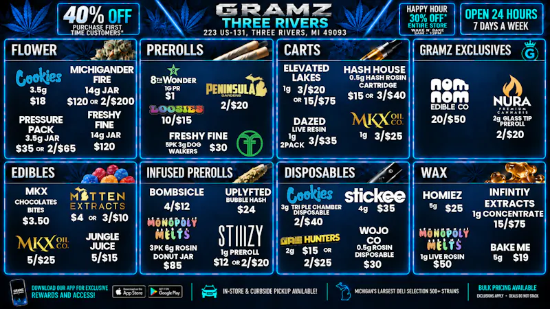 Gramz Cannabis - Three Rivers ⚡ GRAMZ Three Rivers: 40% Off + Open 24/7