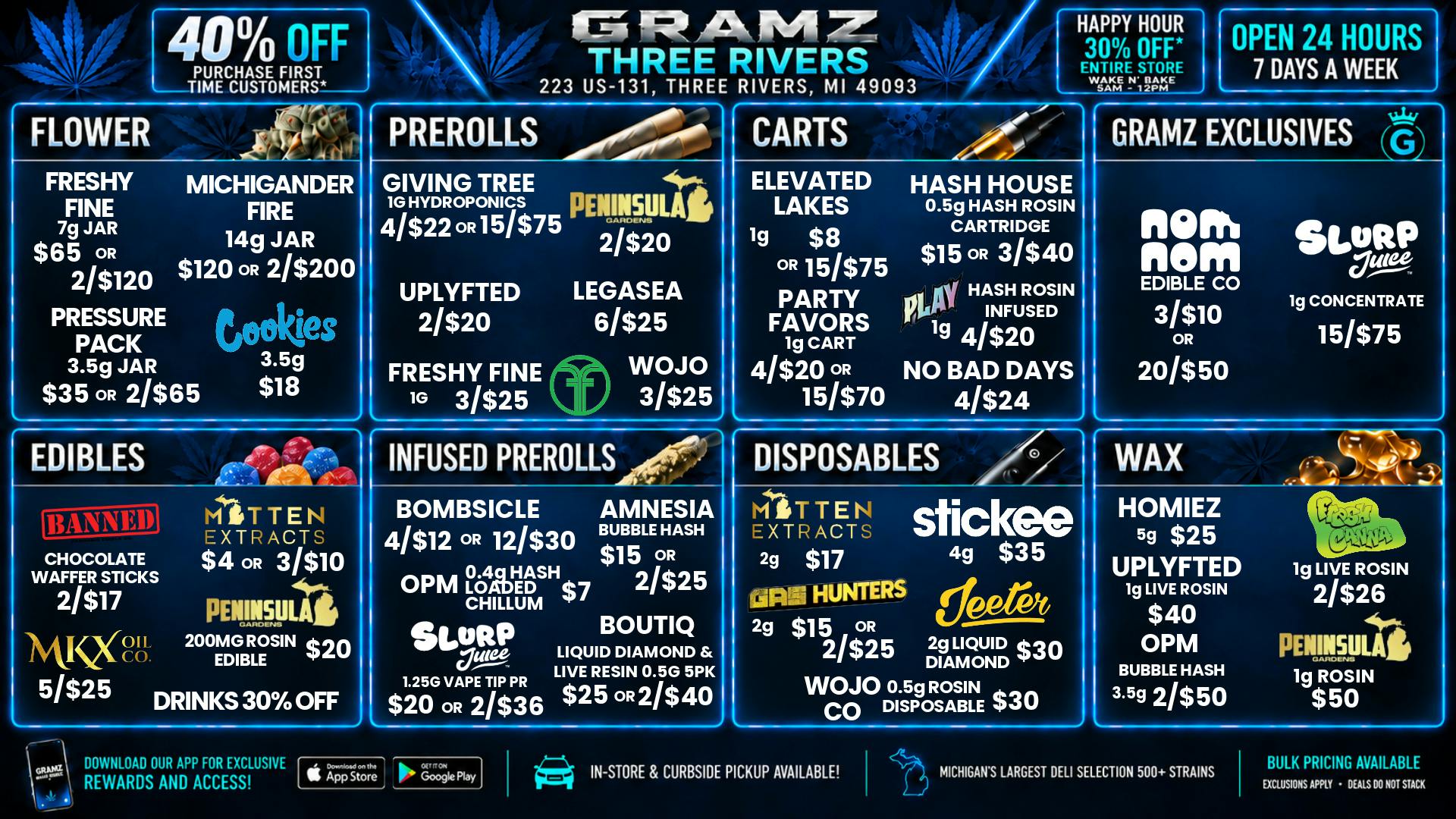 Gramz Cannabis - Three Rivers ⚡️ GRAMZ THREE RIVERS | 24/7 DEALS, NO DAYS OFF 🌙