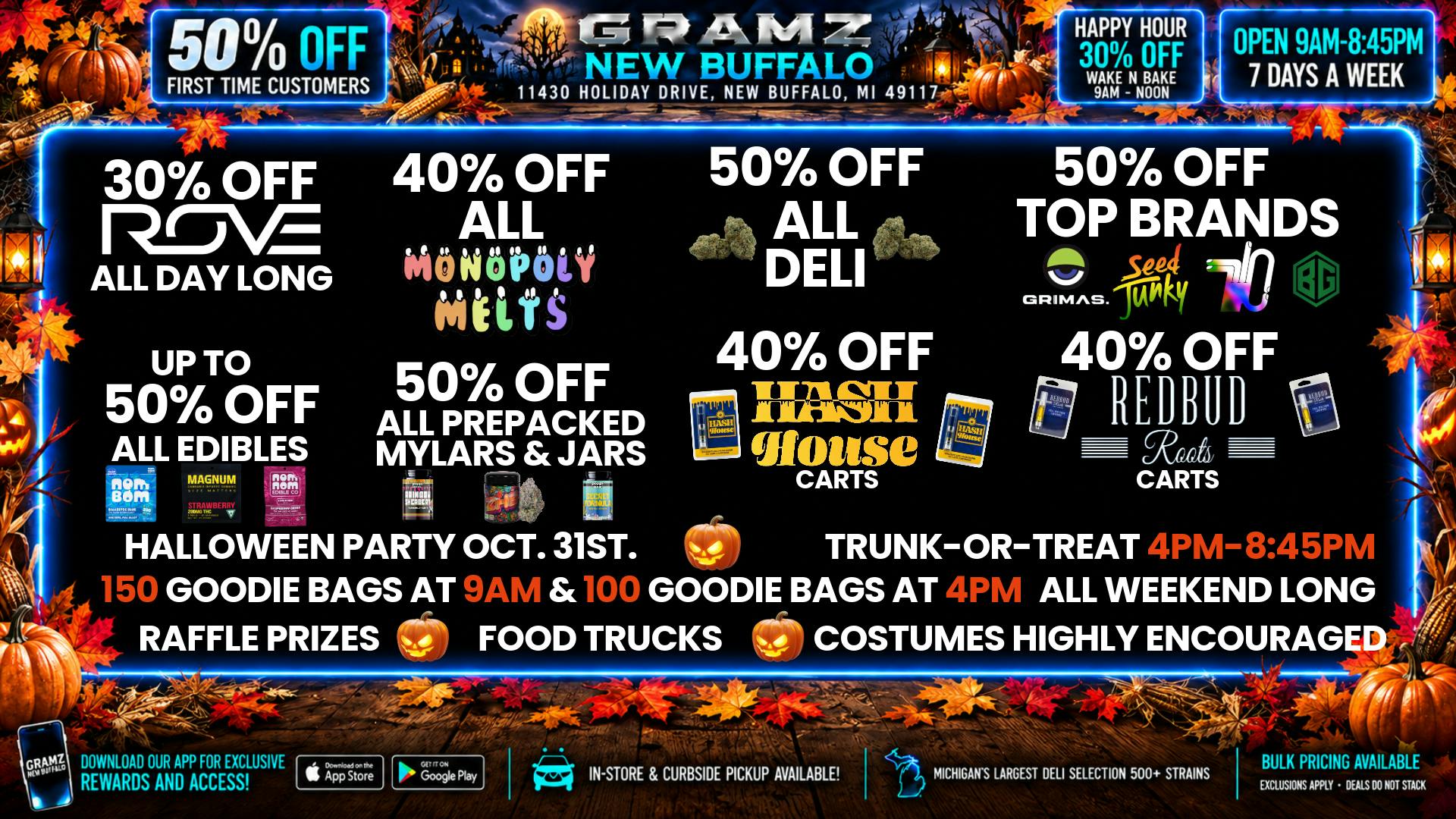 Gramz New Buffalo 🎃 Trunk-or-Treat + 50% Off Deli 👻