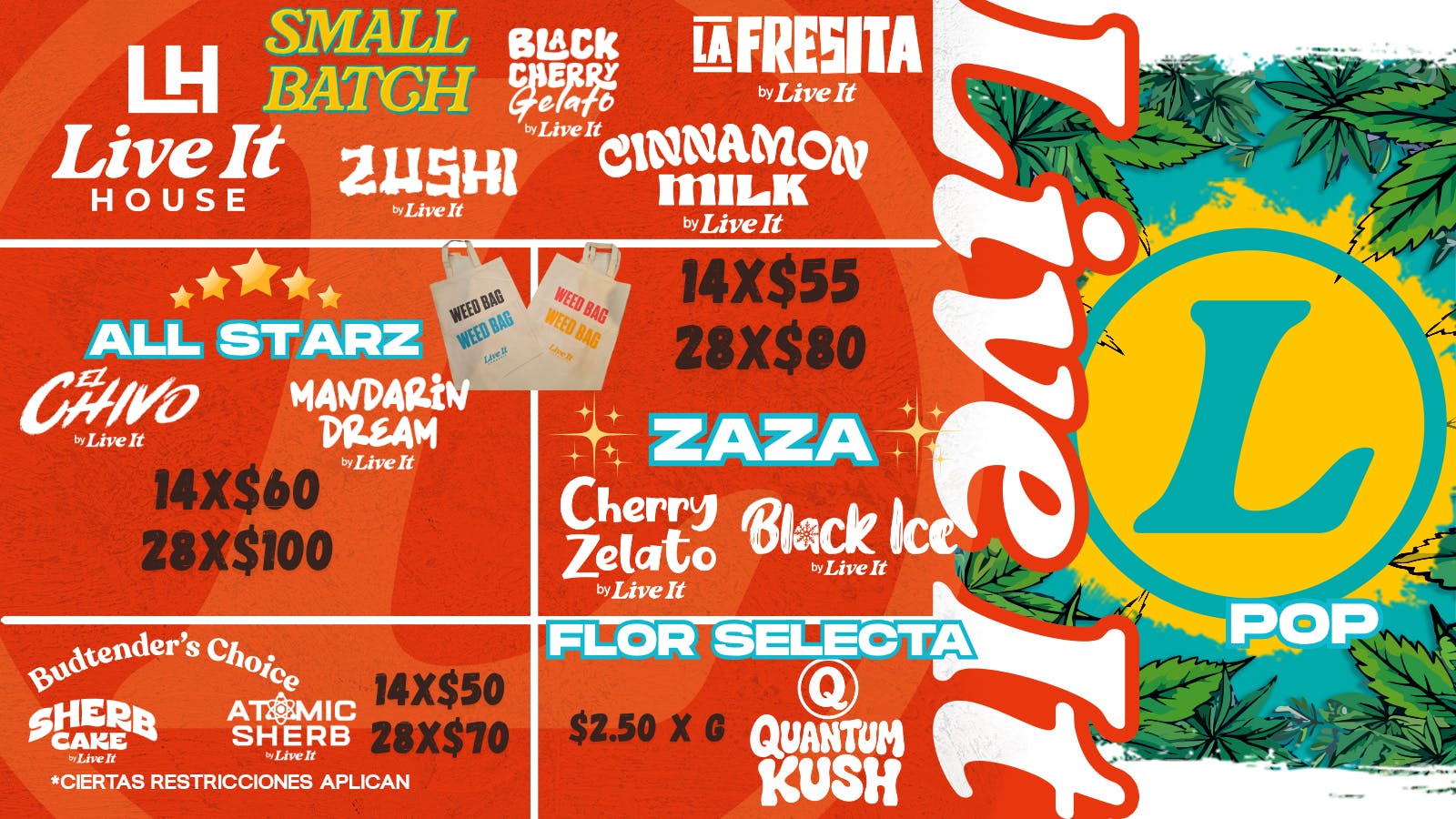 Live It House 🚨 G’S A $2.50 + ONZAS DESDE $70 👀🔥
