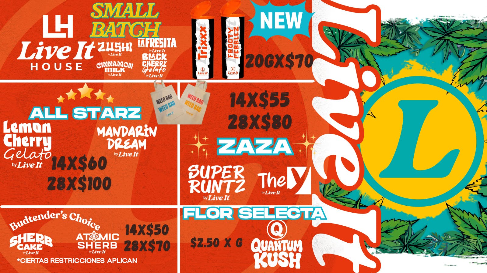 Live It House 🤯 ¡WOW! PRE-PACKS 20G x $70 🔥 ¡LLÉVATELOS HOY!💥