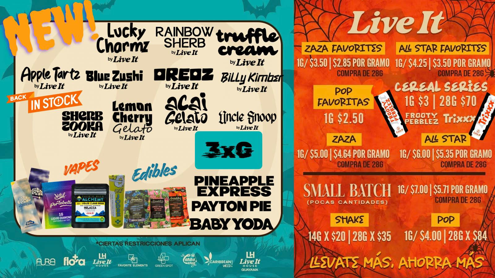 Live It House 🎃 ¡GRAMOS DE TERROR! $2.50, $3 Y $4 👻