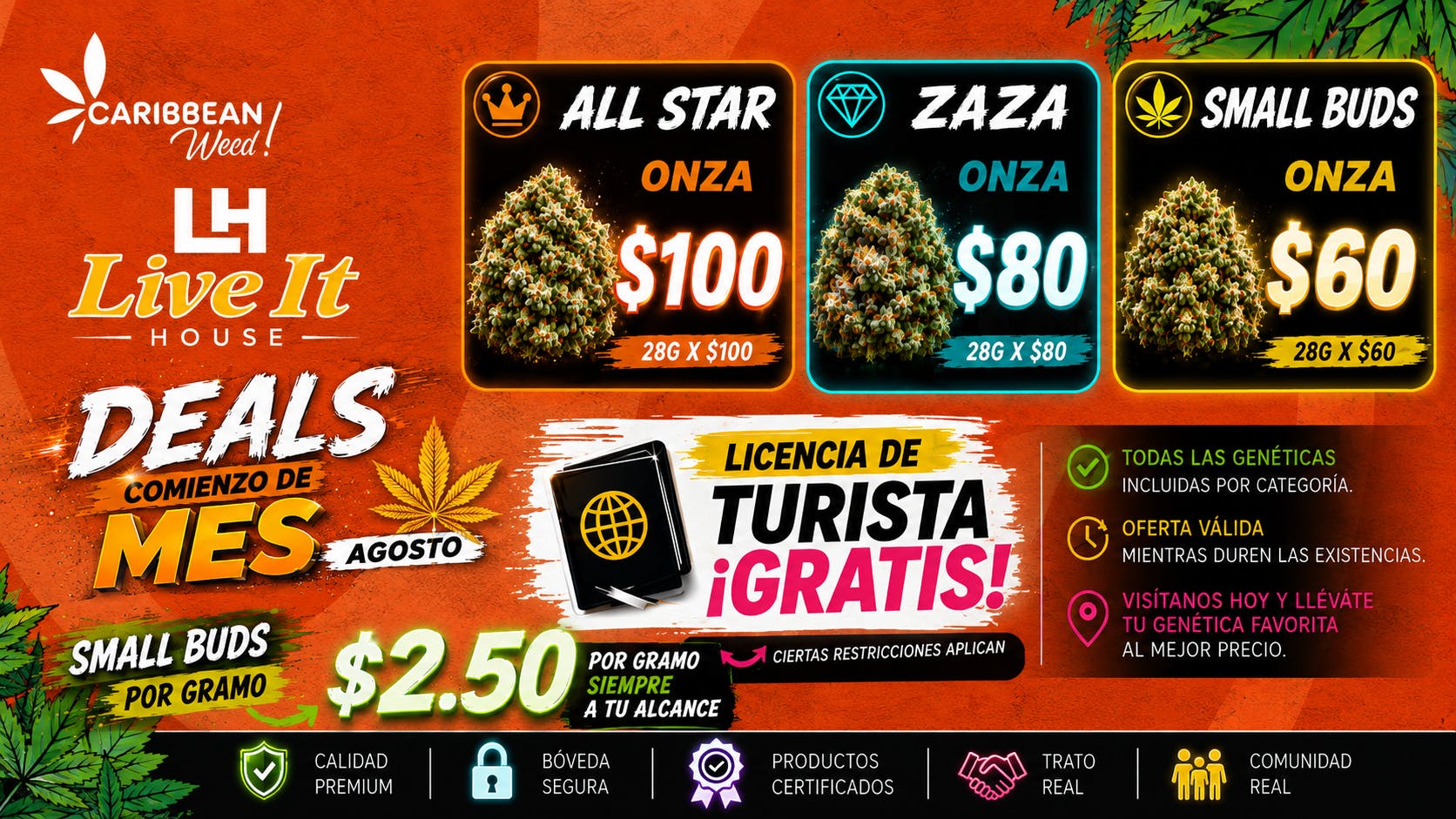 Caribbean Weed 🔥 $2.50 MANÍA: MEGA DEALS DE AGOSTO 🔥