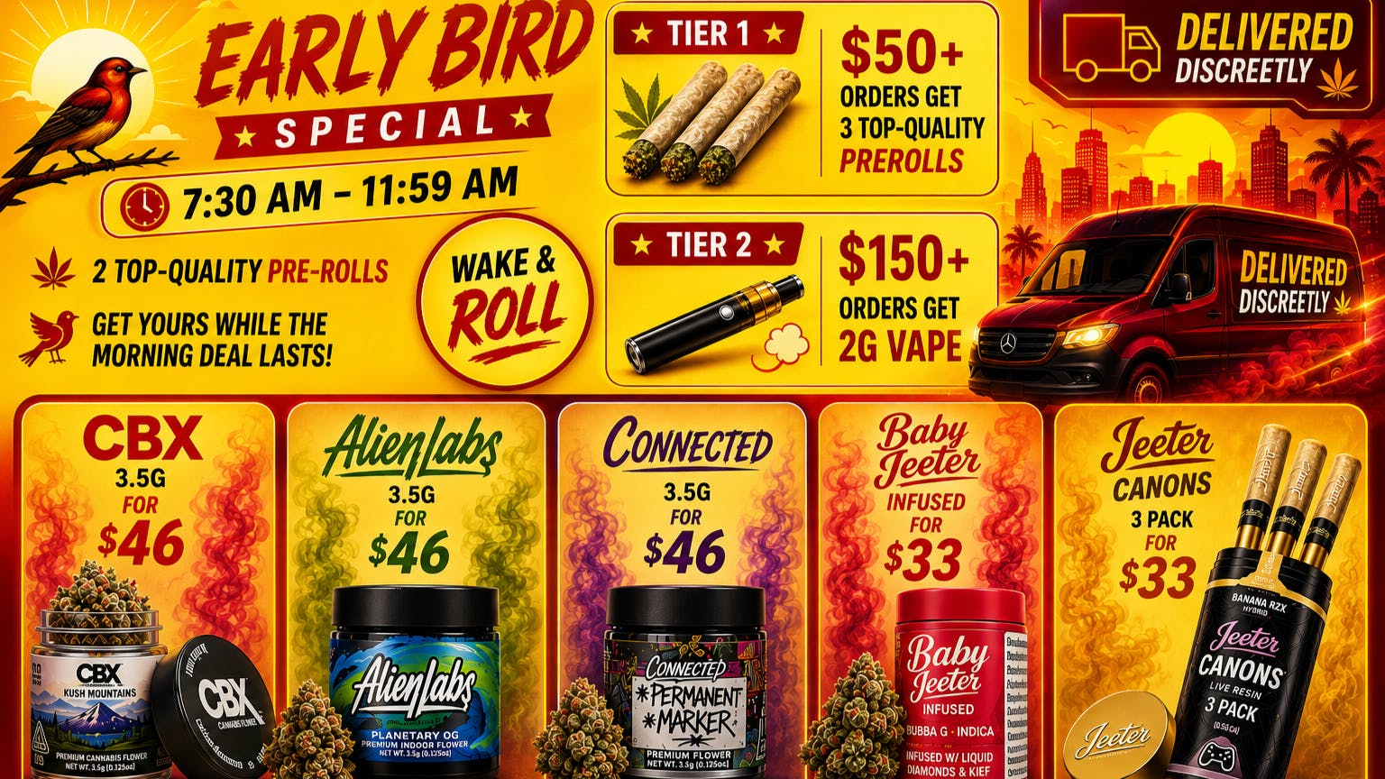 Kush Connect - Lancaster Prerolls + 2g Vape + Early Bird Specials ⏰🔥