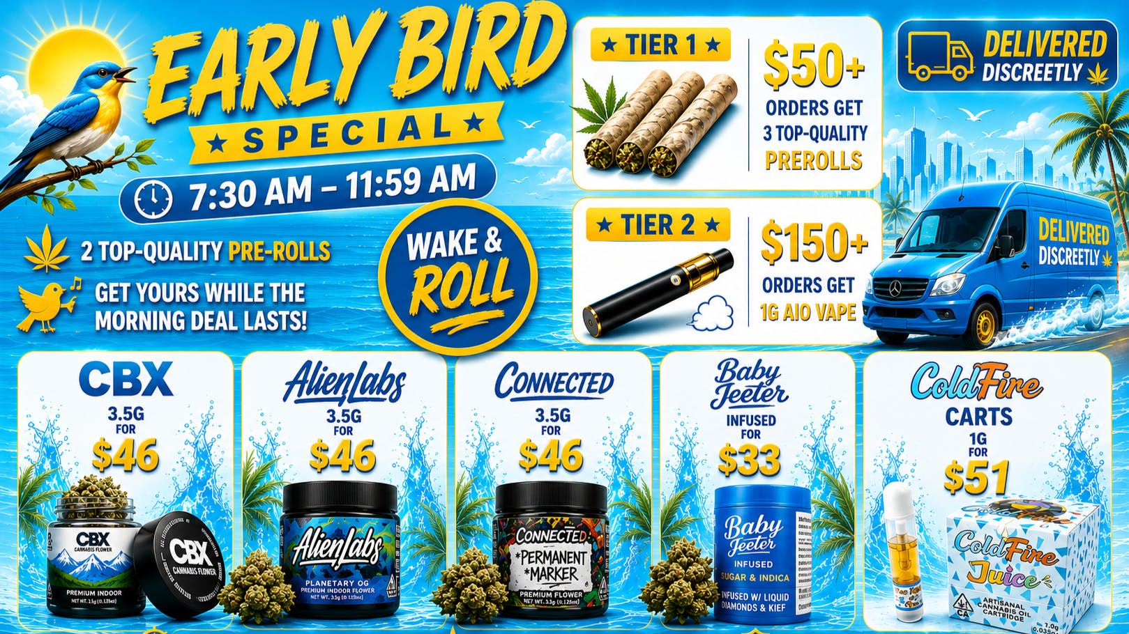 Kush Connect - Lancaster Prerolls + 1G AIO Vape + Early Bird Specials ⏰🔥