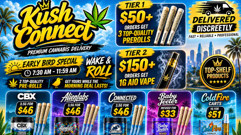 Kush Connect - Lancaster 🎁 Free Prerolls + 1G AIO Vape + Early Bird Deal ⏰