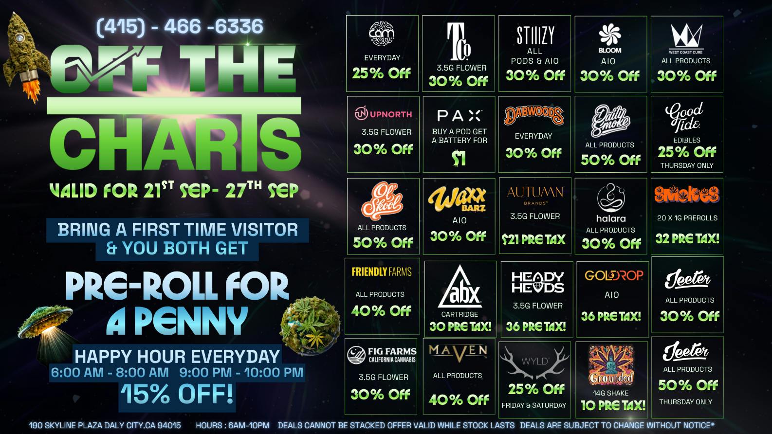 OFF THE CHARTS - DALY CITY 🔥 Off the Charts Daly City — September Deal Drop