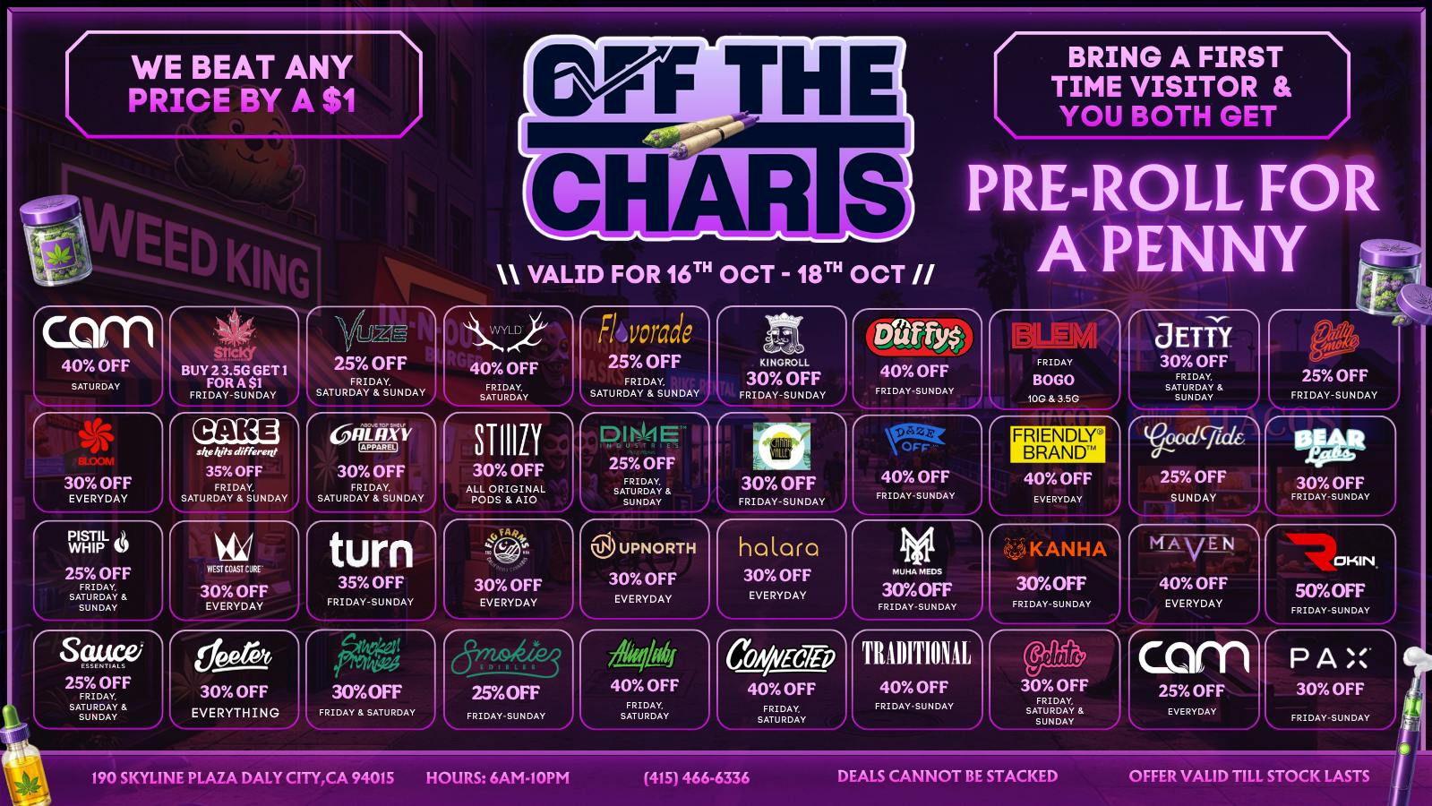 OFF THE CHARTS - DALY CITY Daly City Off The Charts Weekend Deals