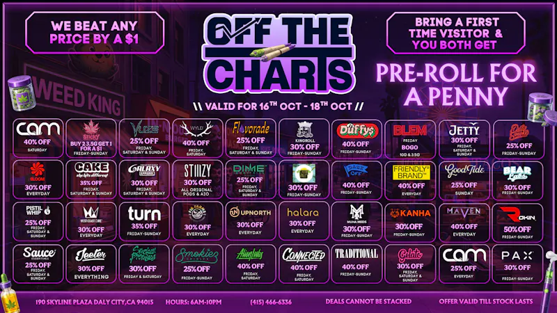 OFF THE CHARTS - DALY CITY Daly City Off The Charts Weekend Deals