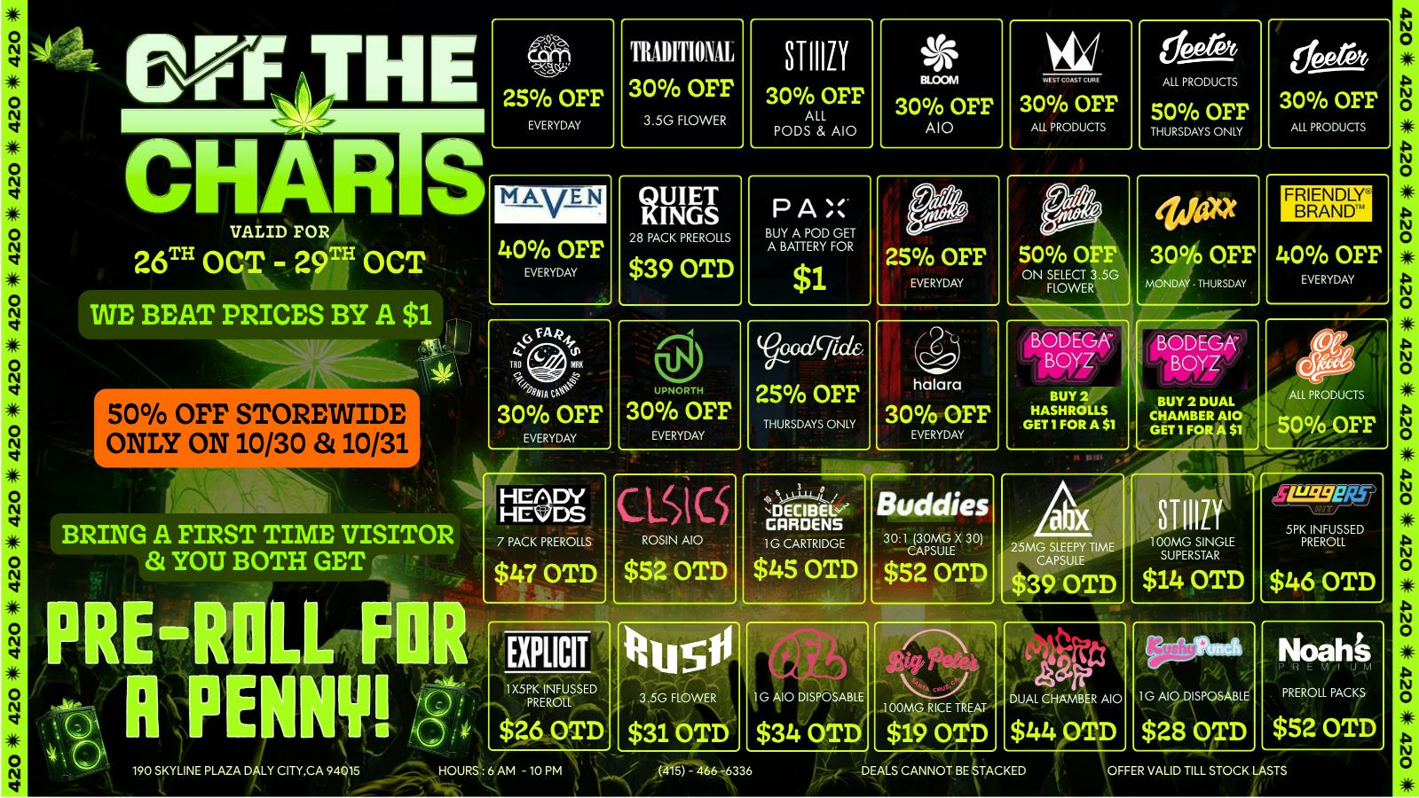 OFF THE CHARTS - DALY CITY Off The Charts WEEKDAY DEALS