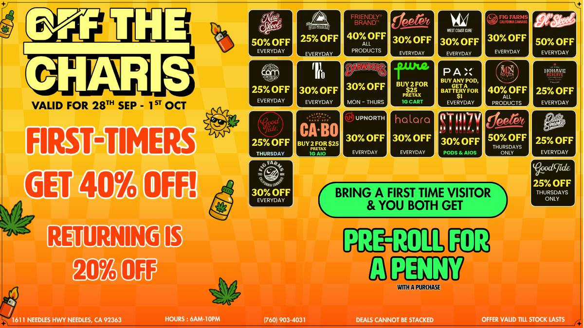 Off The Charts - Needles 🧡💨 Big deals. Bigger clouds! 🌿🧡