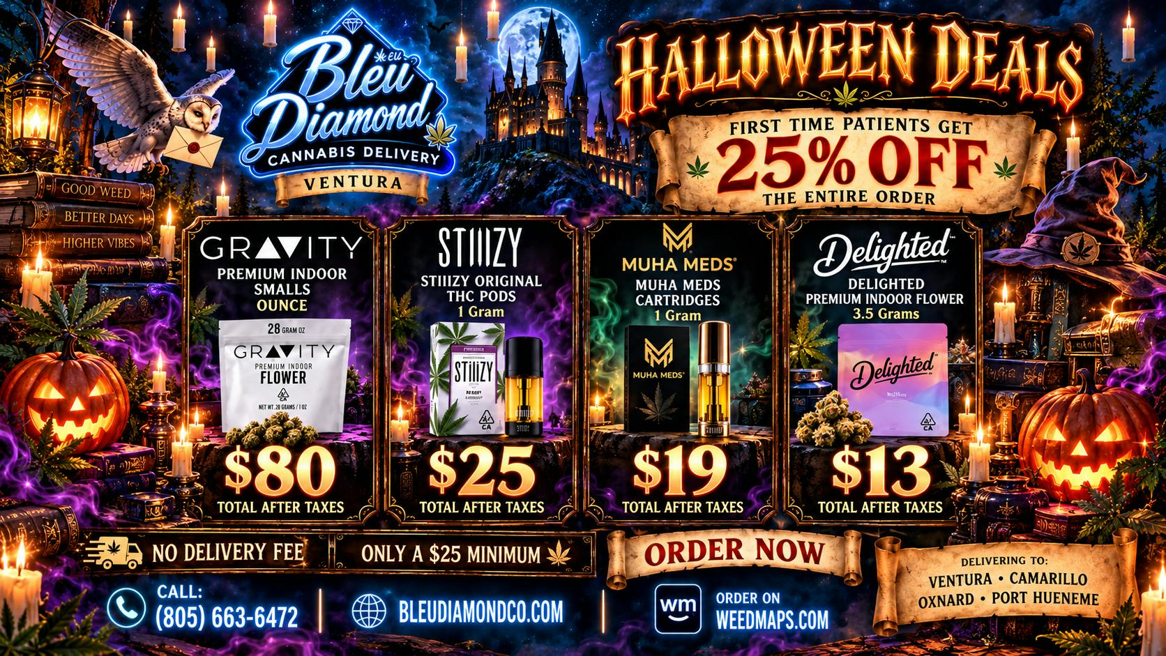 Bleu Diamond $80 INDOOR OUNCE, $25 STIIIZY 1G, $19 MUHA MEDS 1G
